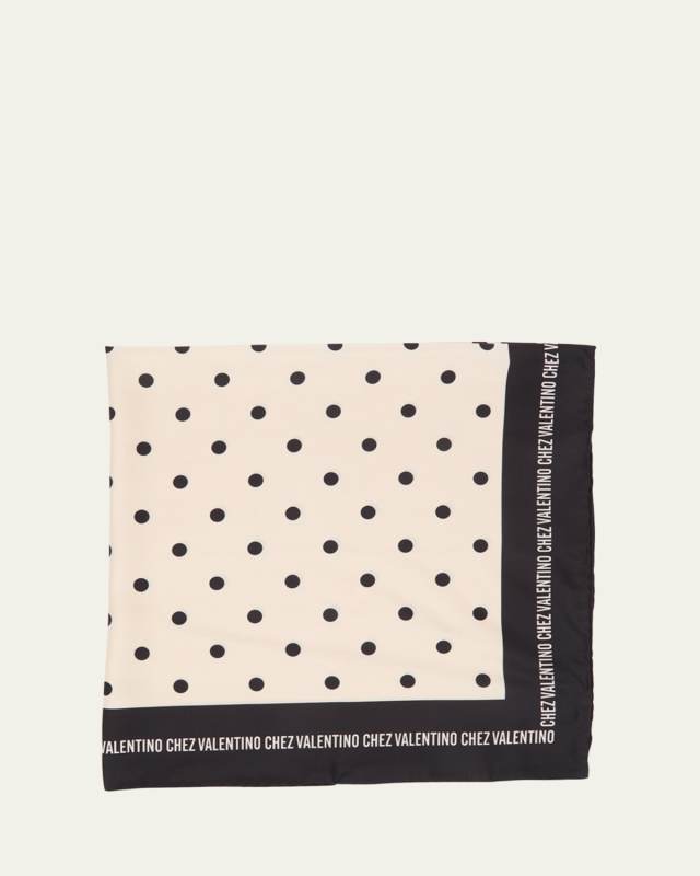 Polka Dot Logo-Print Silk Scarf
